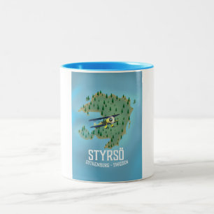 Tasse 2 Couleurs Styrsö, affiche de voyage en suède.