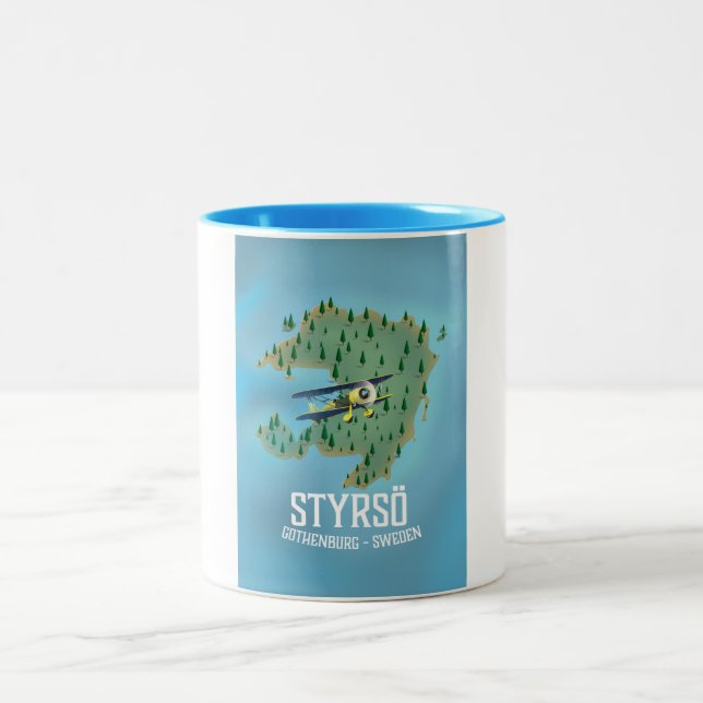 Tasse 2 Couleurs Styrsö, affiche de voyage en suède. (Centre)