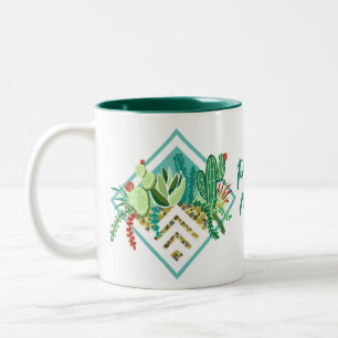 Tasse 2 Couleurs Succulents géométriques modernes et Cactus Plante