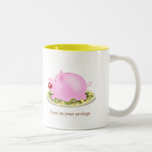 Tasse 2 Couleurs Suckling Piggy Bank sur une plaque d'argent