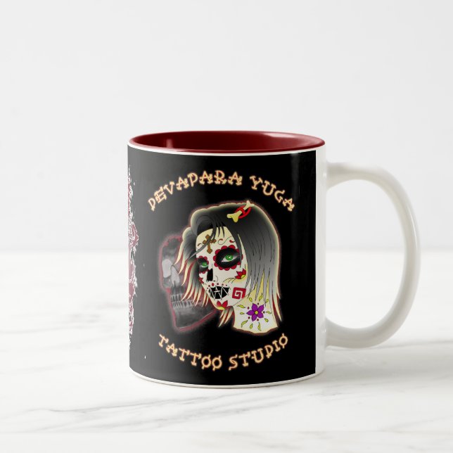 Tasse 2 Couleurs sugarskull dame, sugar skull deva, épée coeur (Droit)