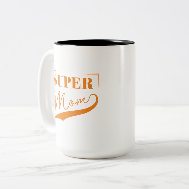 Tasse 2 Couleurs Super Maman (Devant gauche)