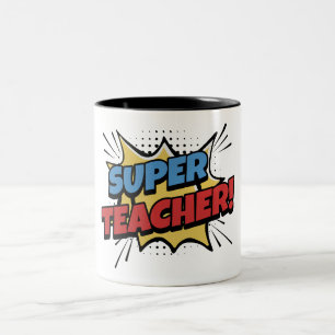 Tasse 2 Couleurs Super Professeur Style Bande Dessinée