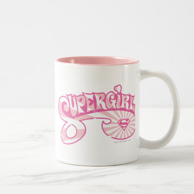 Tasse 2 Couleurs Supergirl Rose Logo Star Burn (Droit)