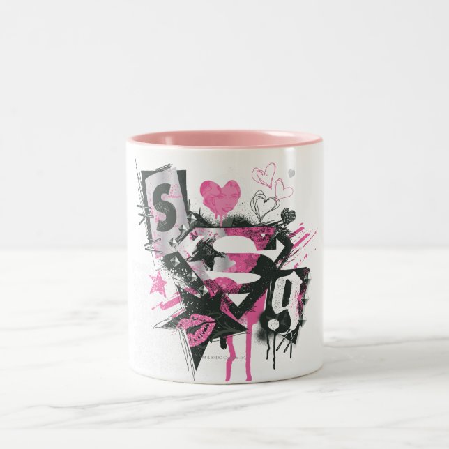 Tasse 2 Couleurs Supergirl Spills and Scribbles Collage (Centre)