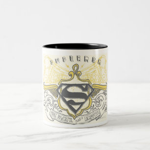 Tasse 2 Couleurs Superman Stylisé   Logo Trains Jaunes