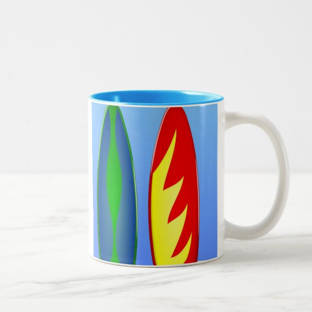 Tasse 2 Couleurs Surfboards surf rétro (Droit)
