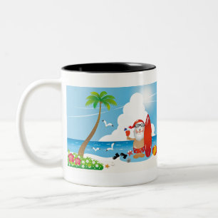 Tasse 2 Couleurs surfer santa claus