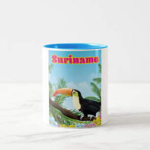 Tasse 2 Couleurs Suriname paradis sud-américain affiche de voyage