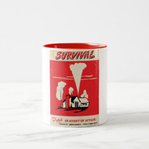 Tasse 2 Couleurs Survie - affiche Vintage de sécurité atomique