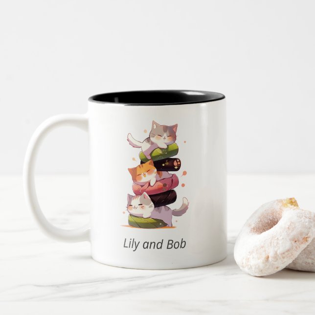 Tasse 2 Couleurs Sushi Cat Miaw | Style nippon (Avec donut)