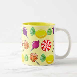 Tasse 2 Couleurs Sweet Mix Motif de bonbons Jaune