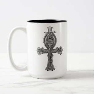 Tasse 2 Couleurs Symbole antique égyptien d'Ankh Cross Oeil de Horu