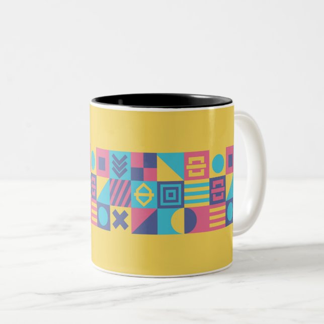 Tasse 2 Couleurs Symbole Art Design Jaune (Devant droit)