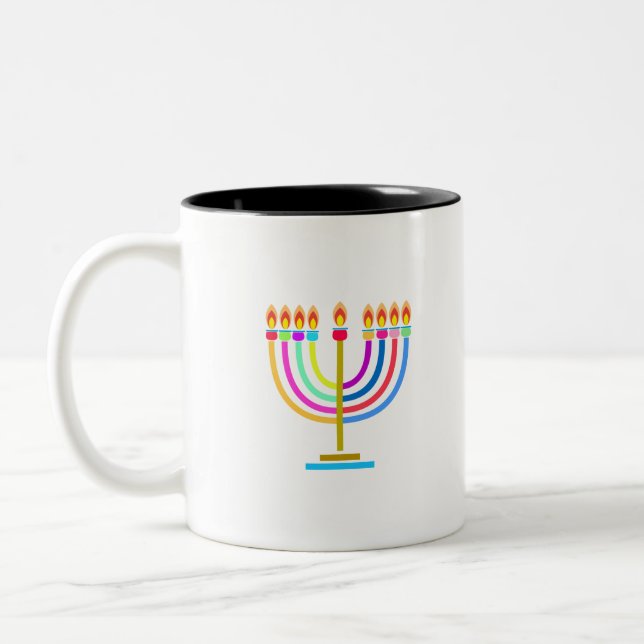 Tasse 2 Couleurs Symbole de Hanoukka Menorah Lights Holiday (Gauche)