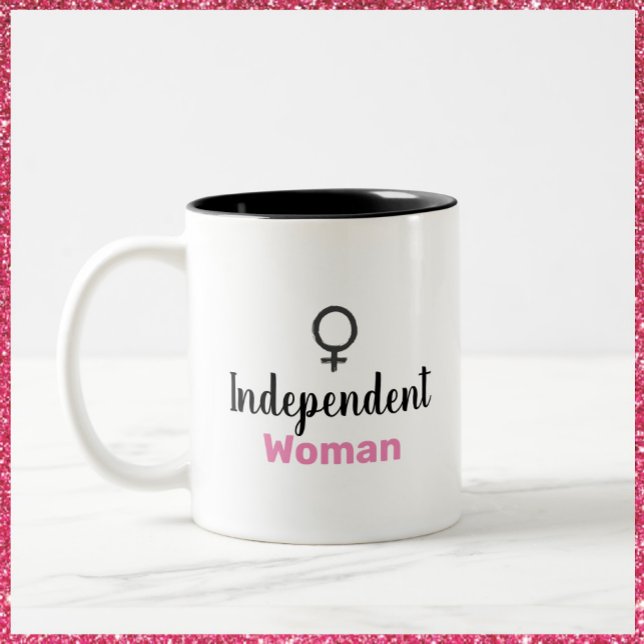 Tasse 2 Couleurs Symbole féminin noir et rose rétro (Créateur téléchargé)