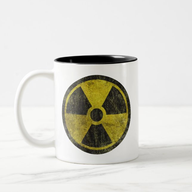 Tasse 2 Couleurs Symbole radioactif grunge (Gauche)