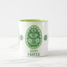 Tasse 2 Couleurs Symbole vert peint à la main Oeuf de Pâques ukrain