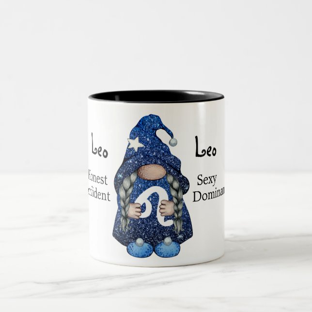 Tasse 2 Couleurs SYMBOLE Zodiaque Cute Leo Gnome (Centre)