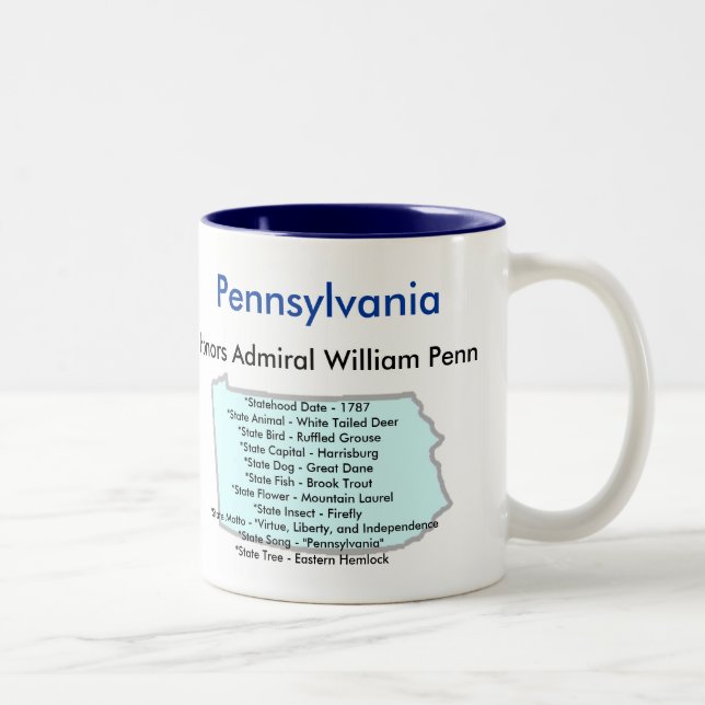 Tasse 2 Couleurs Symboles et carte de la Pennsylvanie (Droit)
