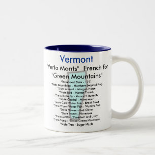 Tasse 2 Couleurs Symboles et carte du Vermont