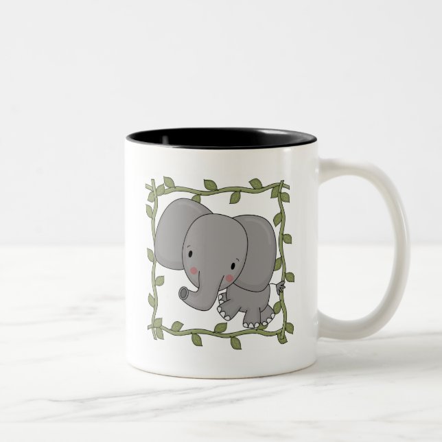Tasse 2 Couleurs T-shirts et cadeaux d'éléphant de bébé (Droit)