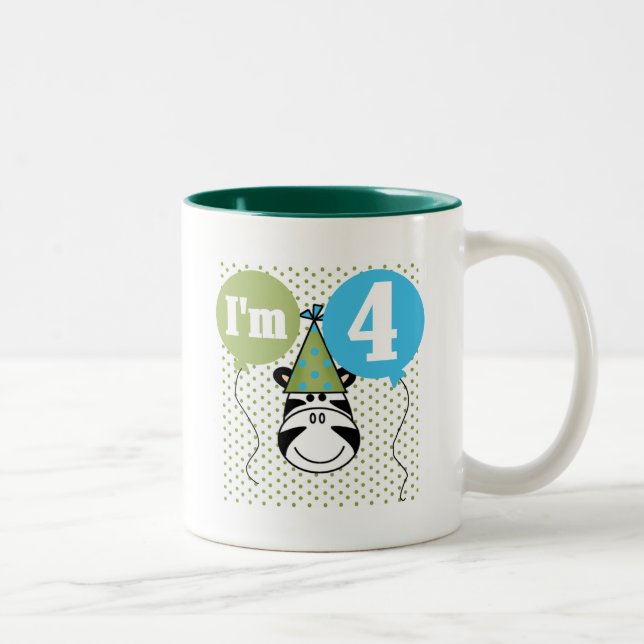 Tasse 2 Couleurs T-shirts et cadeaux Zebra 4e anniversaire (Droit)