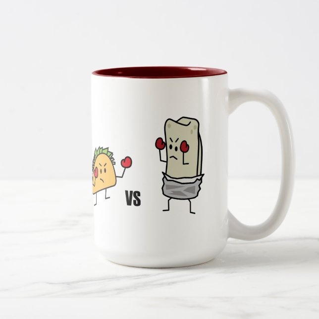 Tasse 2 Couleurs Taco contre le burrito (Droit)