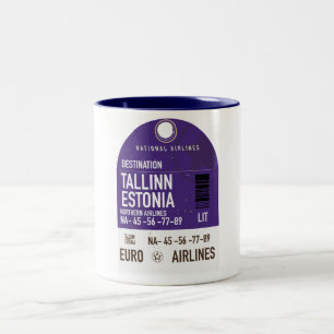 Tasse 2 Couleurs Tallinn Estonie billet de voyage
