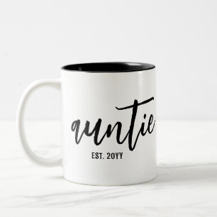 Tasse 2 Couleurs Tante Est Personnalisée. Typographie de script de 