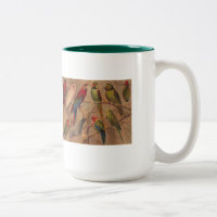 Tasse, perroquets en abondance