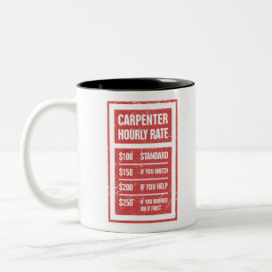 Tasse 2 Couleurs Taux horaire de charpentier amusant