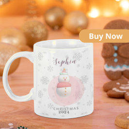 Tasse 2 Couleurs Taza de muñeco de nieve navideño personalizada