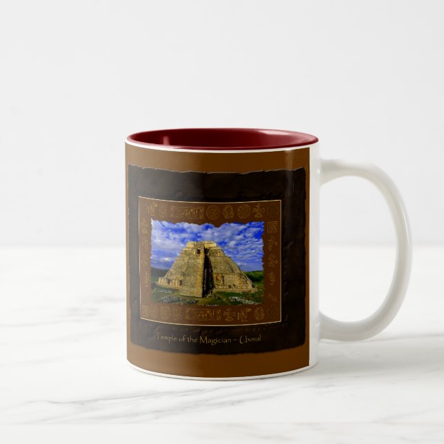 Tasse 2 Couleurs Temple du Magicien Mayan cadeau article (Droit)
