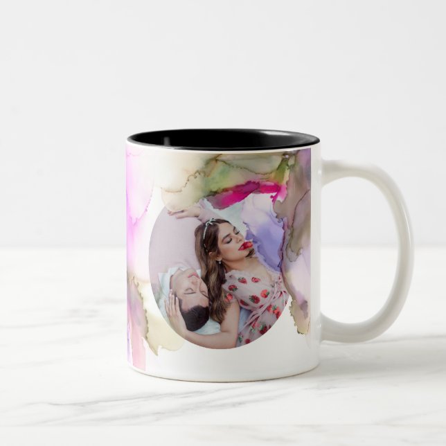 Tasse 2 Couleurs Tendance Aquarelle photo cadeau Moody (Droit)