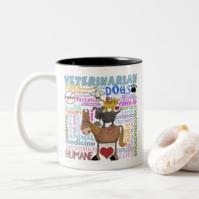 Tasse 2 Couleurs Termes Vétérinaires Art Subway (Avec donut)