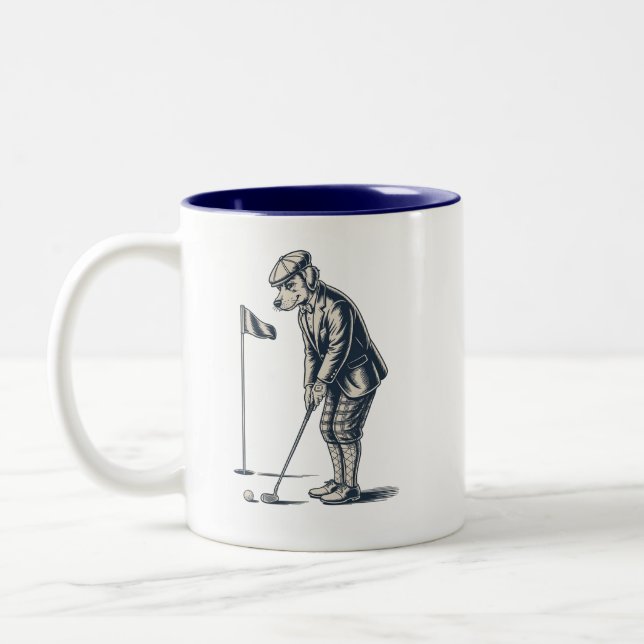 Tasse 2 Couleurs Térrier de Boston Golf Vintage Chien de Golf Térri (Gauche)