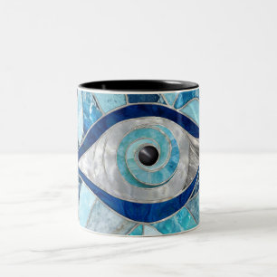 Tasse 2 Couleurs Textures minérales en mosaïque d'Amulet des yeux m