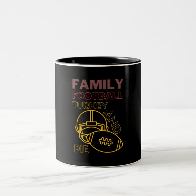 Tasse 2 Couleurs Thanksgiving Family Turkey Pie Football (Centre)