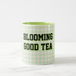 Tasse 2 Couleurs THÉ À FAIRE FLEURIR fond à carreaux verts