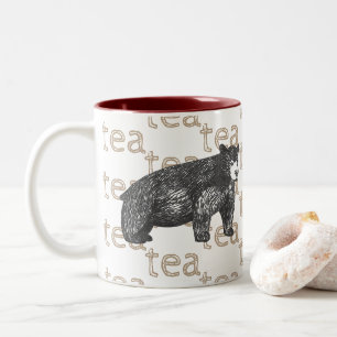 Tasse 2 Couleurs Thé Rustique Café Artistique Ours Noir