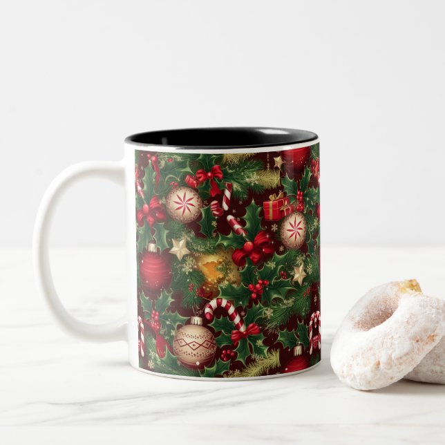 Tasse 2 Couleurs thème de Noël (Avec donut)