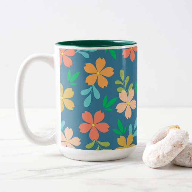 Tasse 2 Couleurs Thème Jardin Vivid (Avec donut)