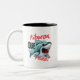 TASSE 2 COULEURS TIBURON DIS QUE PEDO, REQUIN, QU'EST-CE QUI SE PAS
