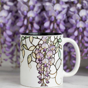 Tasse 2 Couleurs Tiffany Style Wisteria Art Nouveau Verre Cathédral