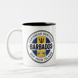 Tasse 2 Couleurs Timbre de Passeport de la Barbade   Patrimoine des