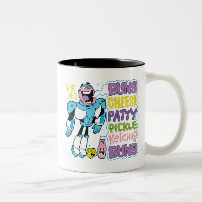 Tasse 2 Couleurs Titans Ados, allez ! | Cyborg Burger Rap (Droit)