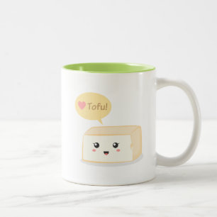 Tasse 2 Couleurs Tofu kawaii demandant aux gens d'aimer le tofu