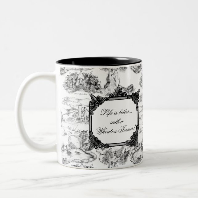 Tasse 2 Couleurs Toile noire WHEATEN Terrier avec personnalisation (Gauche)