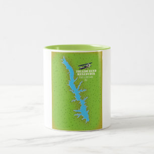 Tasse 2 Couleurs Toledo Bend réservoir Texas & Louisiana Carte